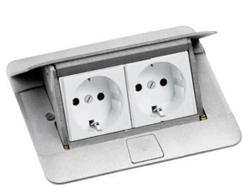 Выдвижной розеточный блок - неукомплектованный - IP 40 - 4 модуля - алюминий — миниатюра 2