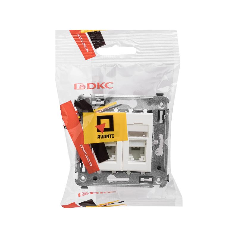 Розетка RJ-45 в стену, 5e двойная, "Avanti", "Белое облако" (замена на 4400664) | 4400464 | DKC — миниатюра 9
