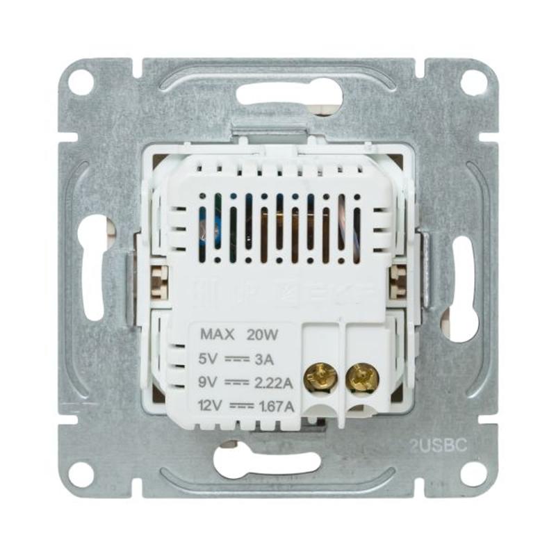 Механизм розетки USB-C - 2шт, кремовый Эпика  |UP1-SOI-2USBC| EKF — миниатюра 6