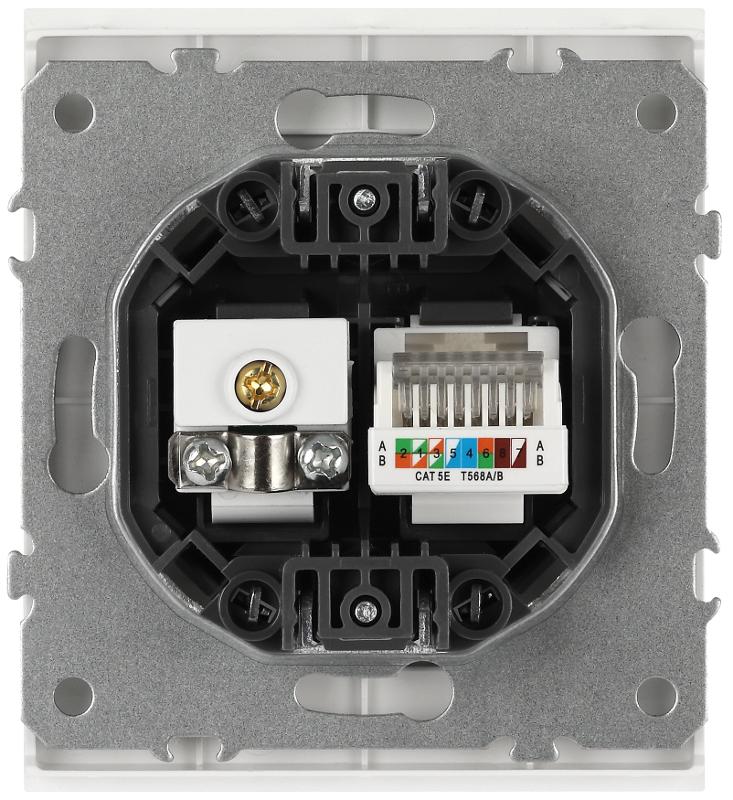 Розетка Arktik 16-3110-08 комбинированная RJ45+TV белый матовый | Б0070501 | ЭРА — миниатюра 4