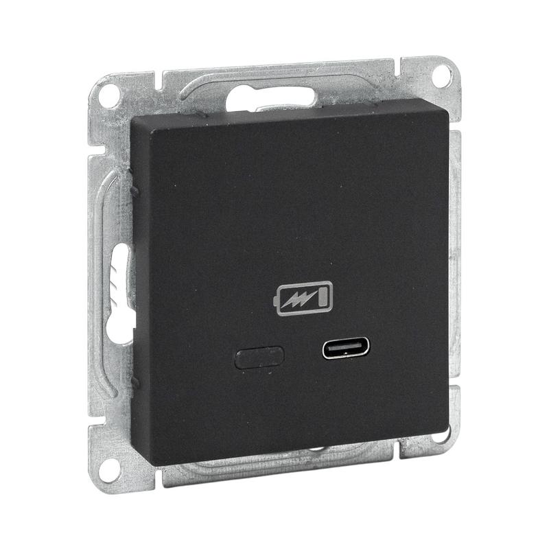 Механизм розетки USB-С, быстрая, чёрная Эпика EKF | UP1-SOB-USBCF | EKF — EKF