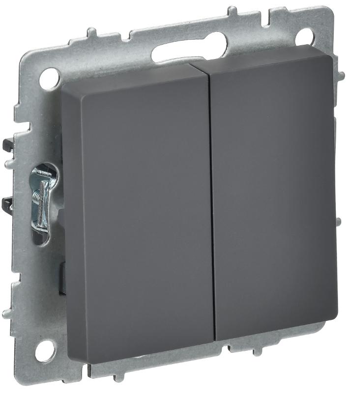 BRITE Выключатель 2-клавишный перекрестный 10А ВС10-2-3-БрГ графит | BR-V23-0-10-K53 | IEK — IEK (ИЭК)