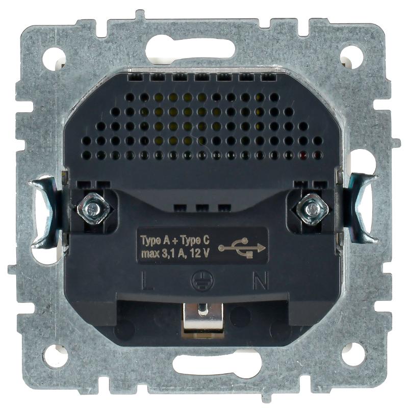 BRITE Розетка с заземлением со шторками 16А с USB A+C 18Вт РЮш11-1-БрБ белый | BR-R14-16-U22-018-K01 | IEK — миниатюра 4