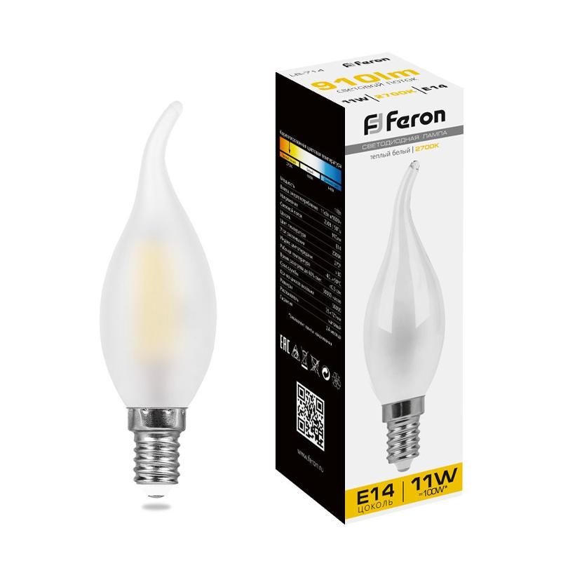 Лампа светодиодная LB-714 (11W) 230V E14 2700K филамент С35T матовая | 38009 | FERON — Feron