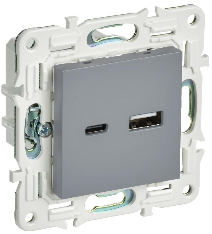 SKANDY Розетка USB A+C 18Вт SK-R13Gr серый | SK-U22-018-K03 | IEK — IEK (ИЭК)