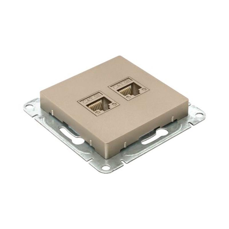 Механизм розетки RJ45 - 2шт, (cat5), шампань Эпика  |UP1-SOC-2RJ45-5| EKF — миниатюра 9