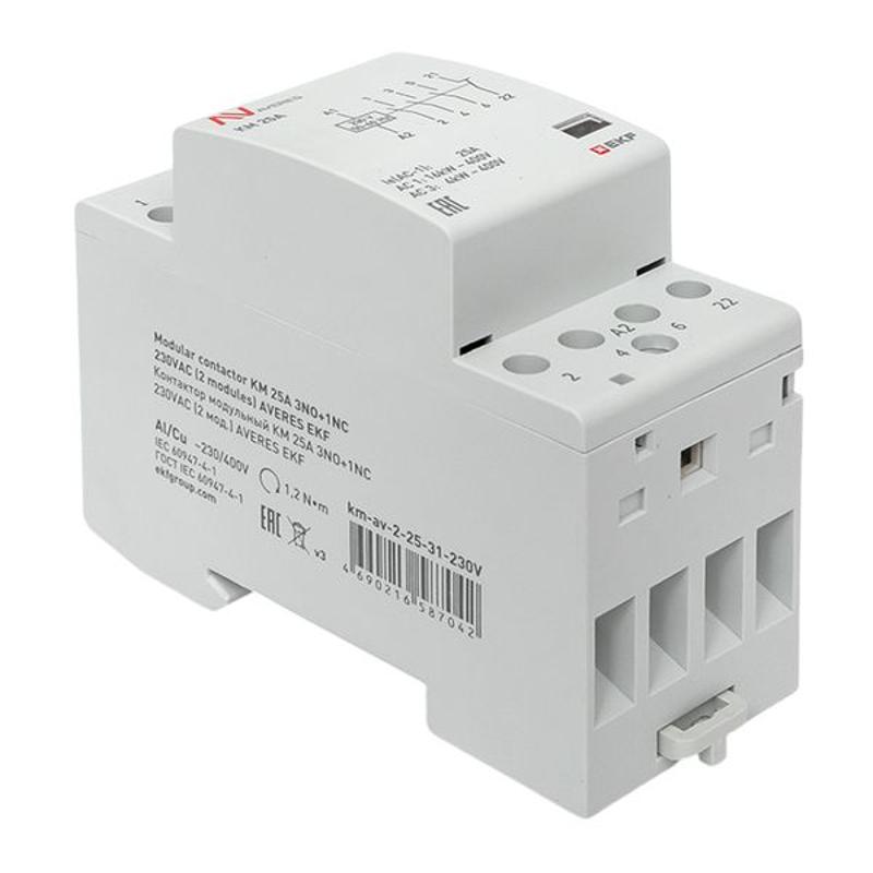 Контактор модульный КМ 25А 3NO+1NC 230VAC (2 мод.) AVERES | km-av-2-25-31-230V | EKF — миниатюра 9