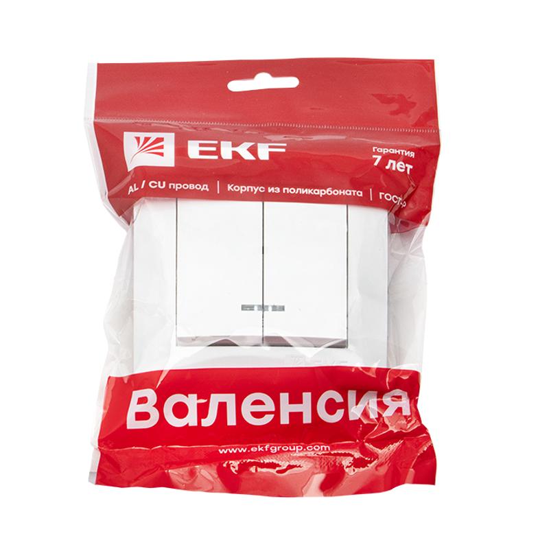 Валенсия выключатель 2-кл. 10А белый с индикатором EKF PROxima |  EWV10-123-10 |  EKF — миниатюра 2