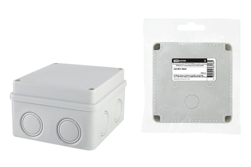 Коробка распределительная о/п 110х110х70мм, крышка на винтах, IP55, 8вх., без гермовводов, инд. штрихкод | SQ1401-0824 | TDM — фото 1 | Sento