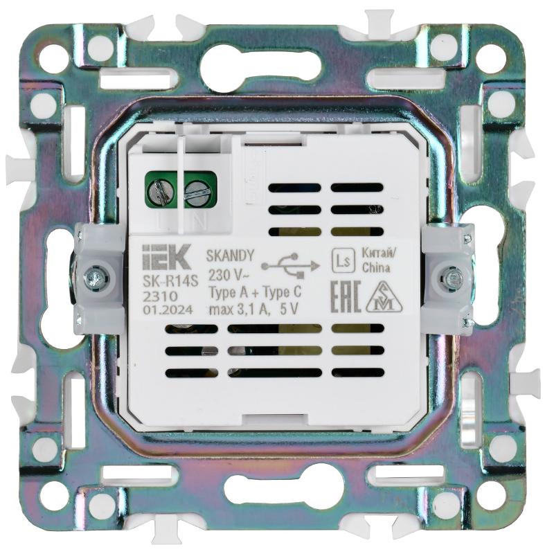 SKANDY Розетка USB A+C 18Вт SK-R13N никель | SK-U22-018-K50 | IEK — миниатюра 5