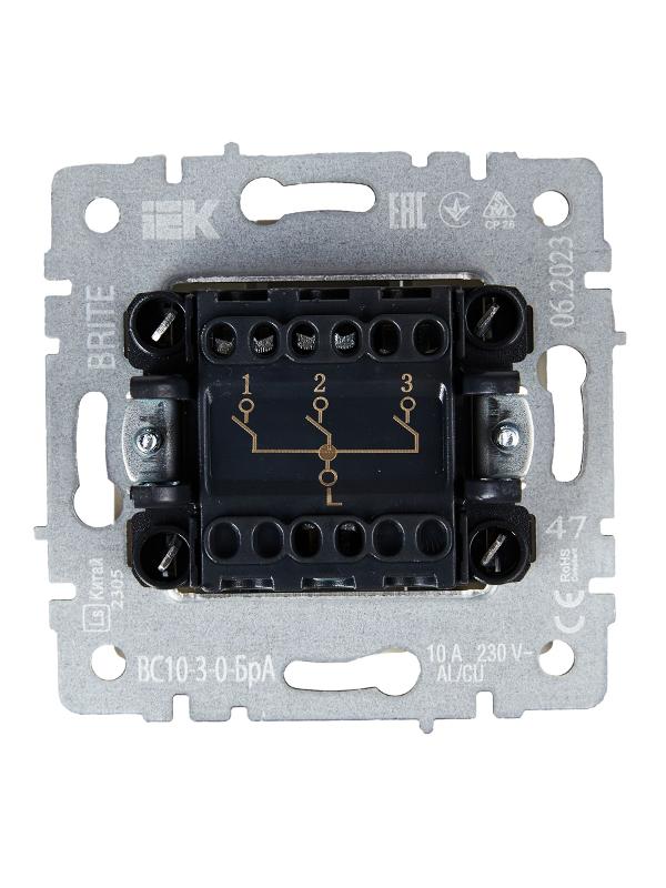 BRITE Выключатель 3-клавишный 10А ВС10-3-0-БрА алюминий | BR-V30-0-10-K47 | IEK — миниатюра 5
