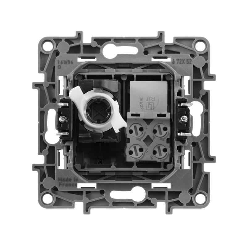 Etika Алюминий Розетка телефонная + компьютерная (RJ11+RJ45) 5 кат. UTP — миниатюра 4