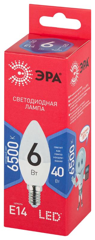 Лампа светодиодная ЭКО LED B35-6W-865-E14 R (диод, свеча, 6Вт, хол, E14) | Б0045339 | ЭРА — миниатюра 4