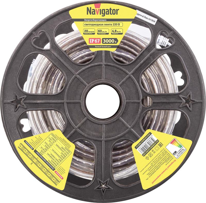 Лента светодиодная  NLS-3528WW60-4.8-IP67-220V | 14512 | Navigator — Navigator
