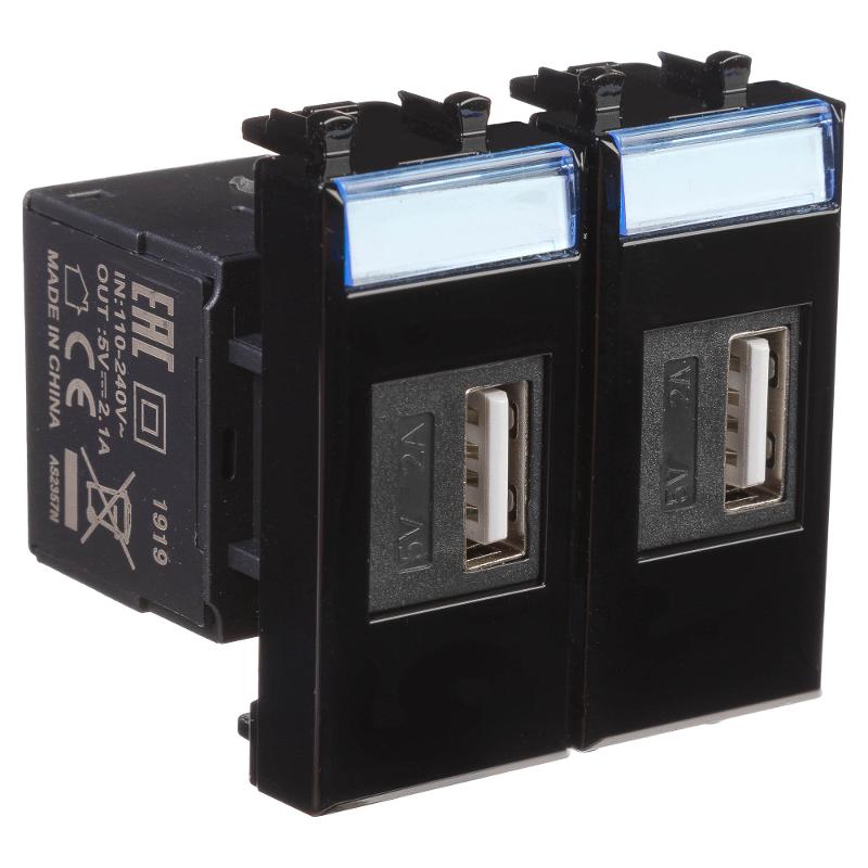 USB зарядное устройство "Черный квадрат", "Avanti", 2.1А, 2 мод. | 4402542 | DKC — миниатюра 5