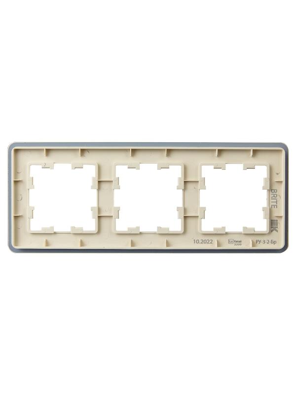 BRITE Рамка 3-ая РУ-3-2-Бр стекло песчаный RE | BR-M32-G-41-K98 | IEK — миниатюра 3