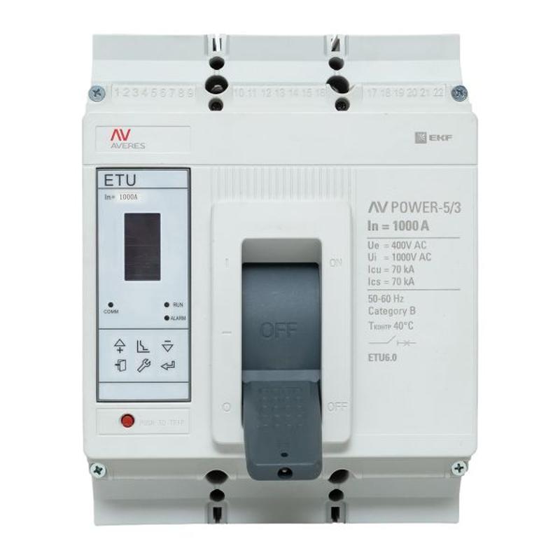 Выключатель автоматический AV POWER-5/3 1000А 70kA ETU6.0 AVERES | mccb-53-1000M-6.0-av | EKF — миниатюра 40