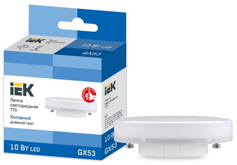 Лампа светодиодная LED T75 таблетка 10Вт 230В 6500К GX53 | LLE-T80-10-230-65-GX53 | IEK — IEK (ИЭК)