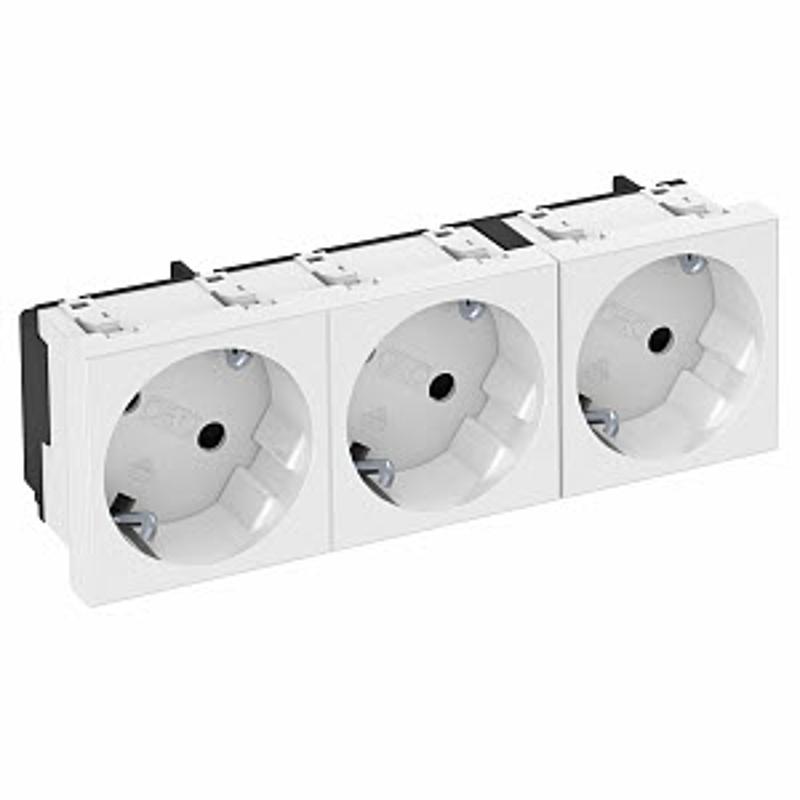 Розетка тройная 33° с з/к, 250 В, 16A (белый) (STD-D3 RW3) | 6120122 | OBO Bettermann — миниатюра 2