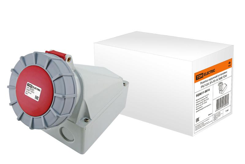 Розетка наружной установки IP67 63А 3Р+РЕ+N 380В  | SQ0611-0014 | TDM — TDM ELECTRIC