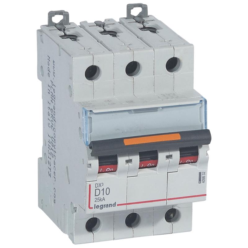 Выключатель автоматический трехполюсный DX3 10А D 25кА | 409832 | Legrand — Legrand