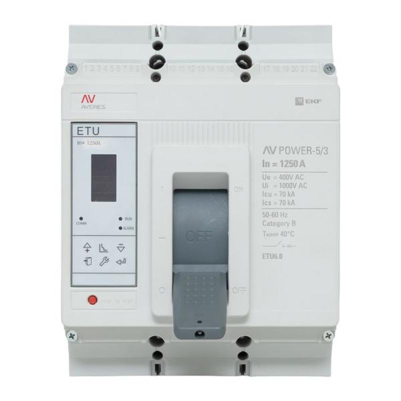 Выключатель автоматический AV POWER-5/3 1250А 70kA ETU6.0 AVERES | mccb-53-1250M-6.0-av | EKF — миниатюра 40