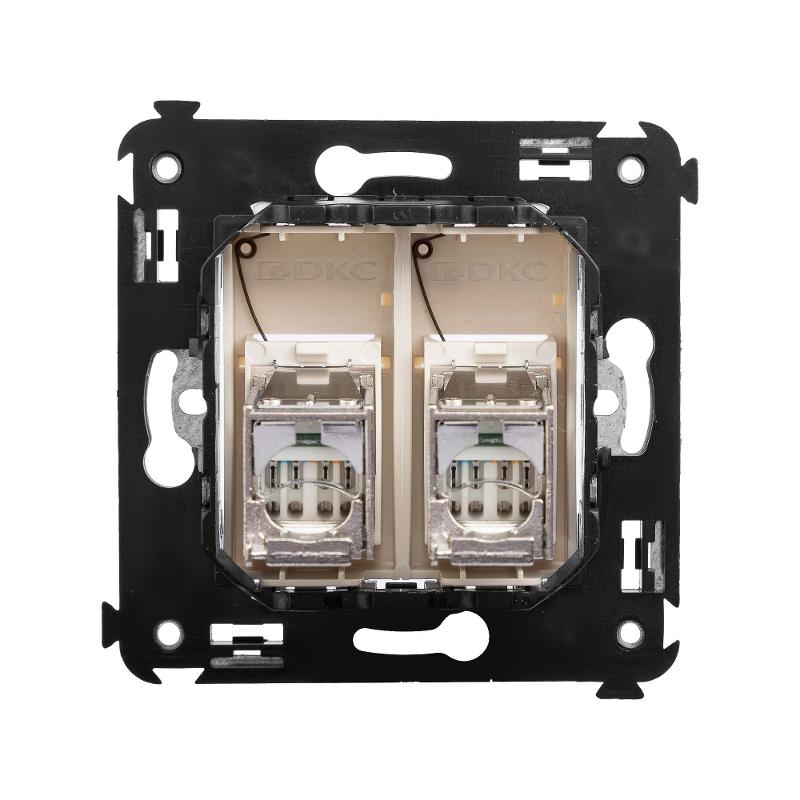 Компьютерная розетка RJ-45 в стену, кат.6 двойнаяэкранированная,"Avanti", "Ванильная дымка" | 4405394 | DKC — миниатюра 3
