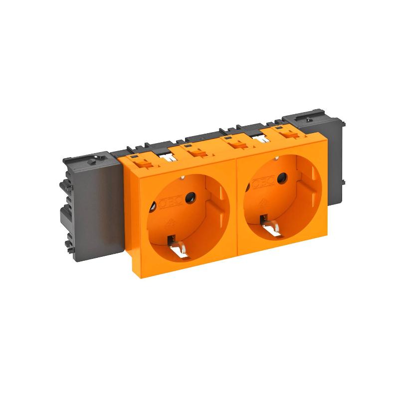 Розетка двойная 0° Modul45connect с з/к, 250 В, 16A (оранжевый) (STD-D0C ROR2) | 6120364 | OBO Bettermann — OBO Bettermann