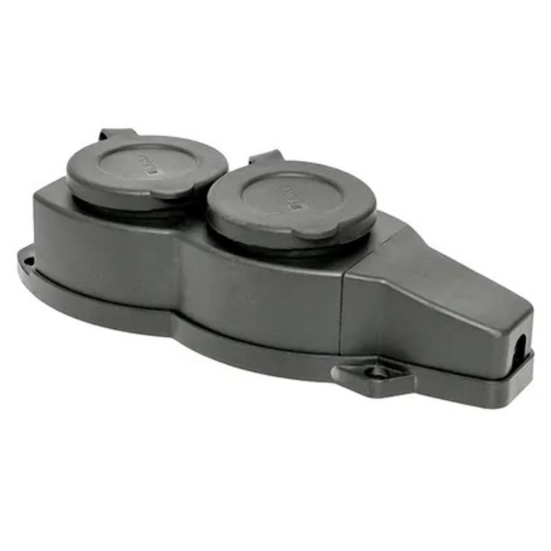 Розетка двухмест. с защит. крышками каучуковая 230В 2P+PE 16A IP44 EKF PROxima | RPS-018-16-230-44 | EKF — EKF