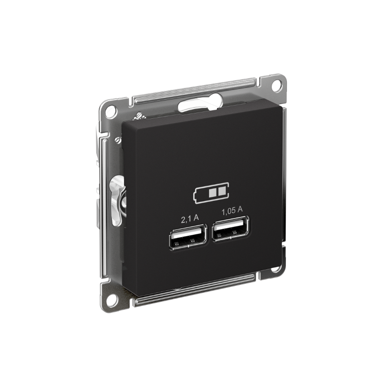 AtlasDesign Карбон Розетка USB, 5В, 1 порт x 2,1 А, 2 порта х 1,05 А, механизм | ATN001033 | SE — Systeme Electric