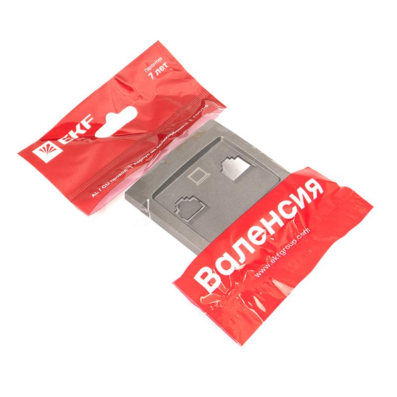 Валенсия лицевая панель розетки RJ-45 2-местная графит EKF PROxima |  ESK02-L-035-60 |  EKF — миниатюра 3