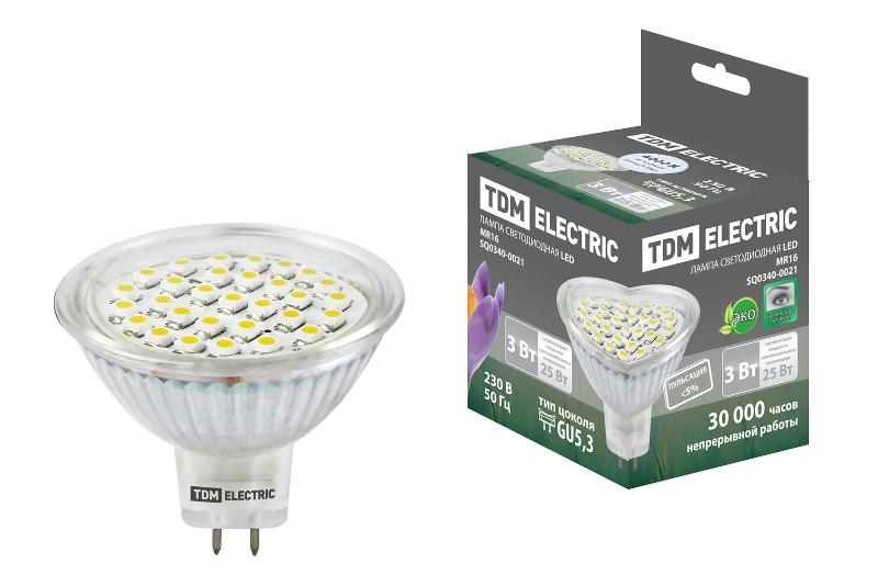Лампа светодиодная LED 3Вт GU5.3 220В 4000К MR16 SMD отражатель (рефлектор) | SQ0340-0021 | TDM — TDM ELECTRIC