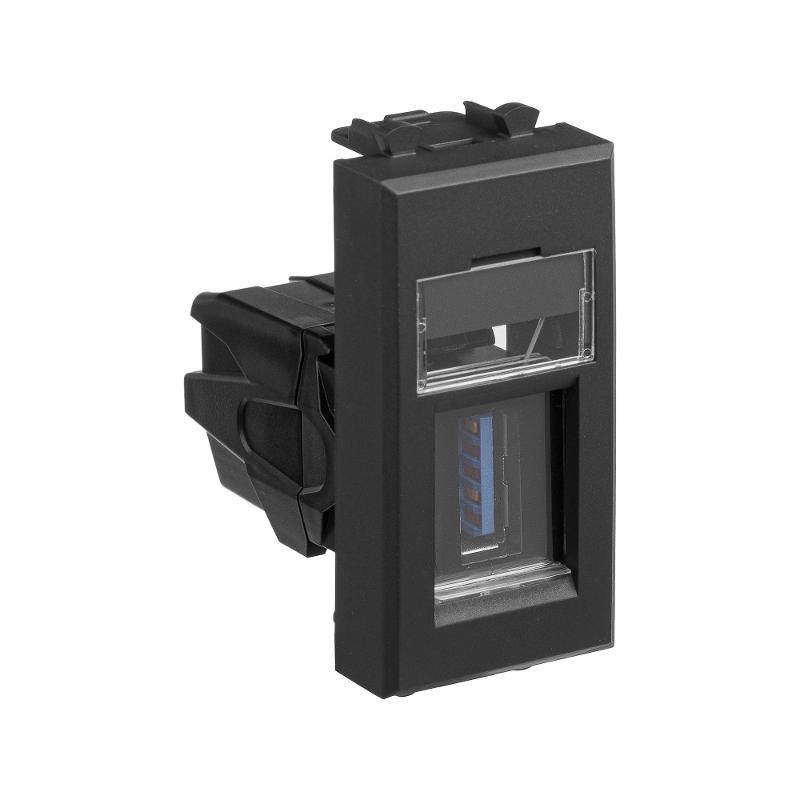 USB 3.0 розетка модульная, тип А-А, "Avanti", "Черный матовый", 1 модуль | 4412301 | DKC — миниатюра 2