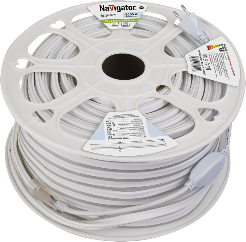 Лента светодиодная NLS-2835CW92-9-IP67-220V-NEONLED 9Вт 220В 6000К IP67 20 м | 71929 | Navigator — Navigator