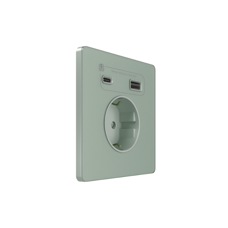Systeme Infinity, Розетка С/У с ЗК и зар.устр.USB А+С 20Вт (250В, 16А, защит.шторки), Таежное утро — фото 1 | Sento