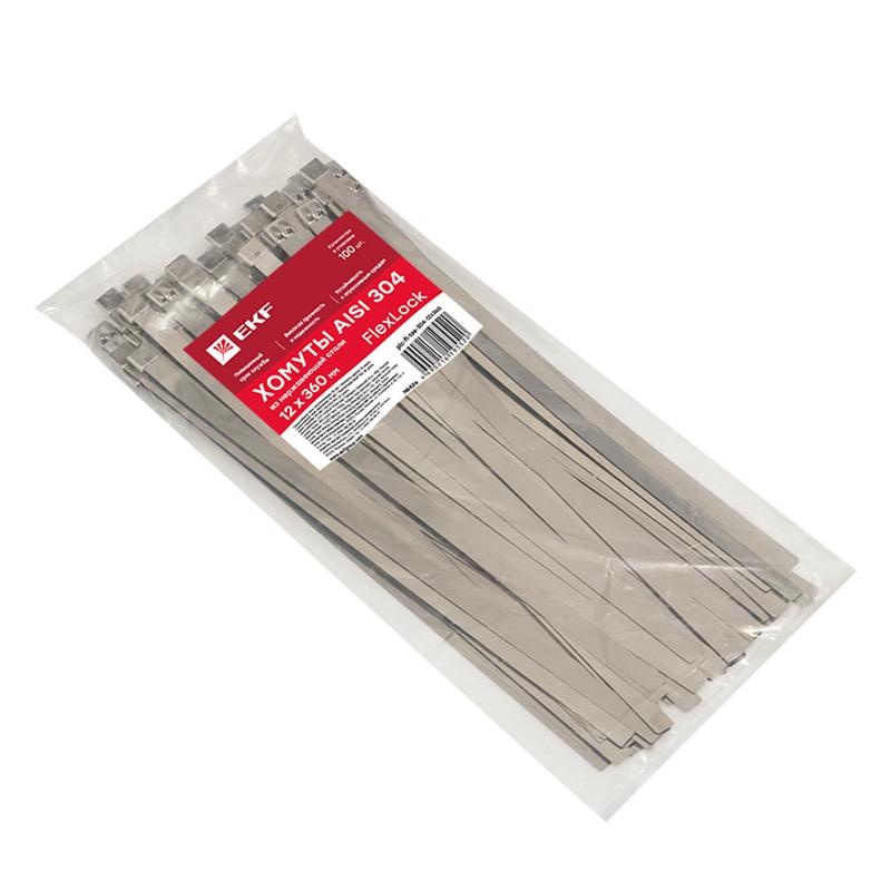 Хомут AISI 304 из нержавеющей стали, 12x360 (100 шт.) FlexLock PROxima|plc-fl-tss-304-12x360|EKF — миниатюра 3