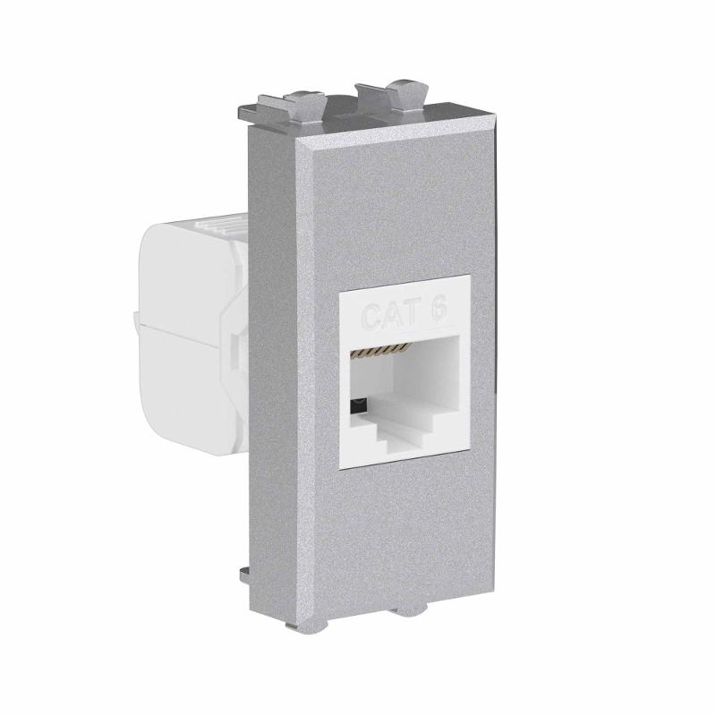 Компьютерная розетка RJ-45 без шторки модульная, кат.6, "Avanti", "Закаленная сталь", 1 модуль | 4404691 | DKC — миниатюра 2