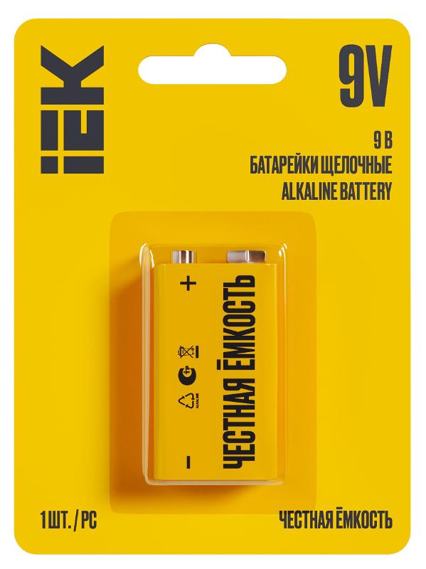 Батарейка щелоч. Alkaline  6LR61 9V (1шт/блистер) | ABT-6LR619V-OP-L01 | IEK — IEK (ИЭК)