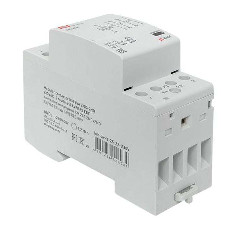 Контактор модульный КМ 25А 2NC+2NO 230VAC (2 мод.) AVERES | km-av-2-25-22-230V | EKF — миниатюра 9