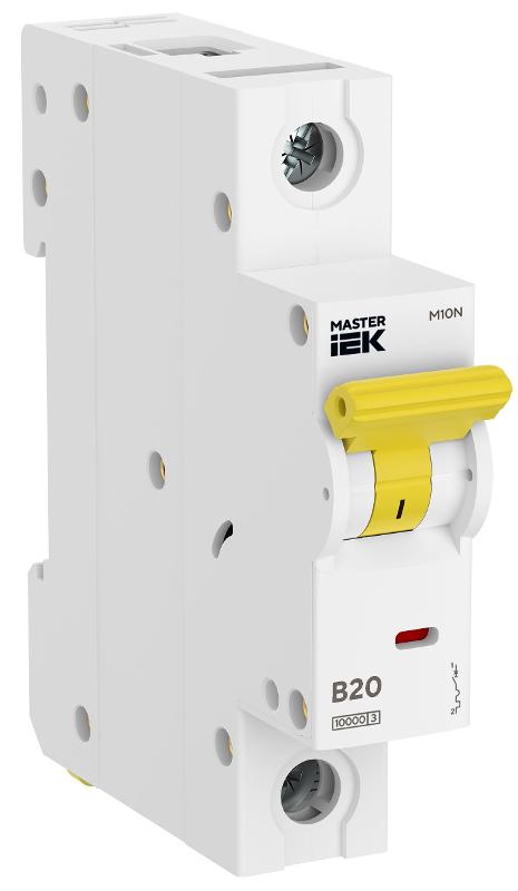 Выключатель автоматический M10N 1P B 20А MASTER | MI-M10N-1-B020 | IEK — IEK (ИЭК)