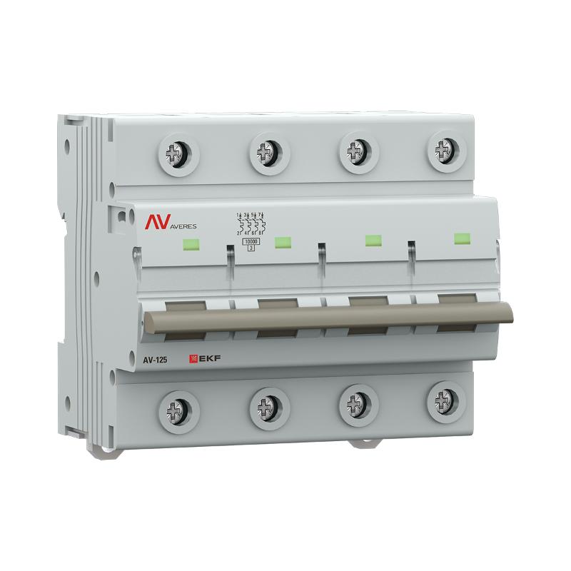 Выключатель автоматический AV-125 4P 63A (D) 10kA  AVERES |mcb125-4-63D-av| EKF — миниатюра 4