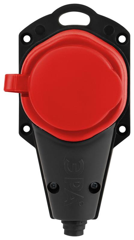 Колодка  KX-1e-RED-IP44 каучуковая с заземлением 1 розетка 16A IP44 красная | Б0068412 | ЭРА — миниатюра 5