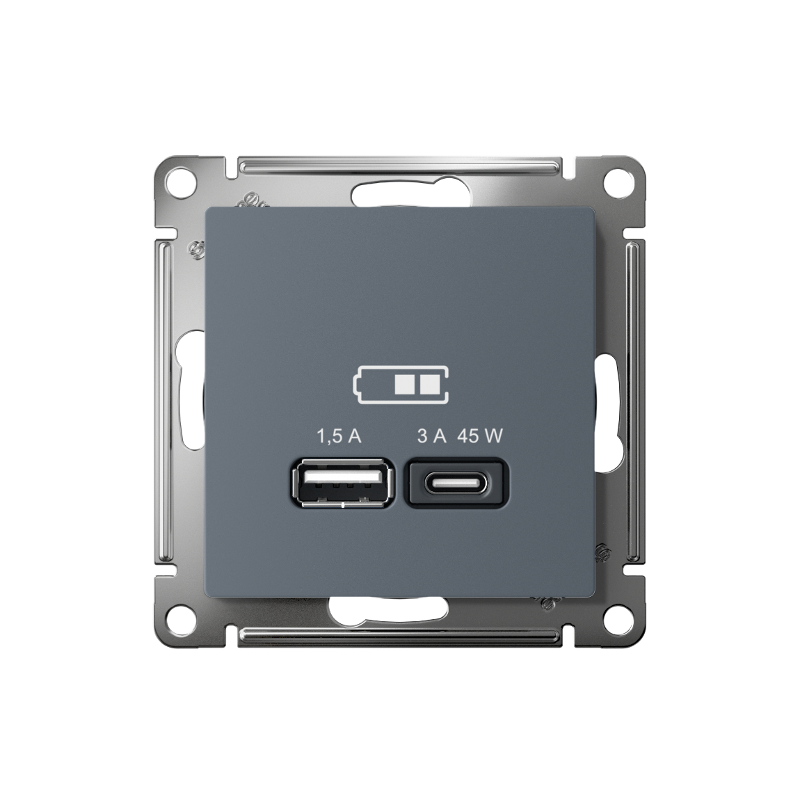 AtlasDesign Грифель USB Розетка A + тип-C 45W высокоскоростной заряд QC PD | ATN000729 | SE — миниатюра 2