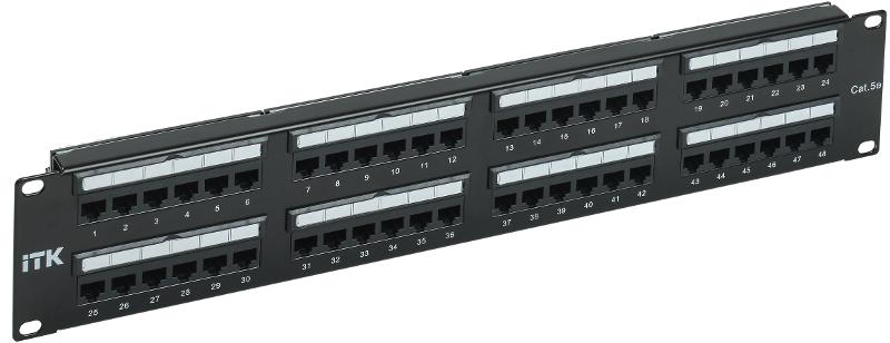 ITK 2U патч-панель кат. 5е UTP 48 пт. Dual IDC слайд лейбл | PP48-2UC5EU-D05L | ITK — ITK