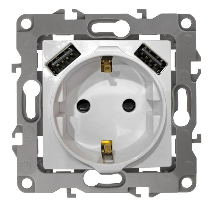 14-4109-04 Розетка без заземления+E 16A-250В, штор. с 2xUSB 5В-3А, Elegance, шампань (10/100/2000) | Б0047870 | ЭРА — ЭРА (Энергия света)
