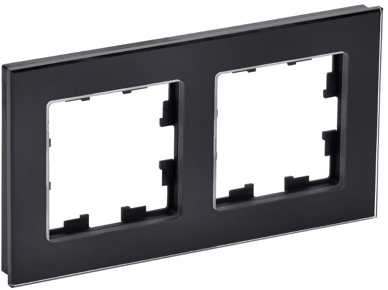 BRITE Рамка 2-ая РУ-2-2-БрЧ стекло черный | BR-M22-G-K02 | IEK — фото 1 | Sento