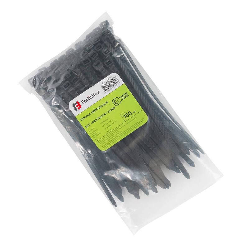 Стяжка нейлоновая КСС «MULTILOCK» 8х200 (черн) (100шт) | 102325 | Fortisflex — Fortisflex