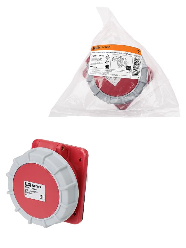 Розетка скрытой установки угловая IP67 32А 3Р+РЕ+N 380В | SQ0611-0060 | TDM — TDM ELECTRIC