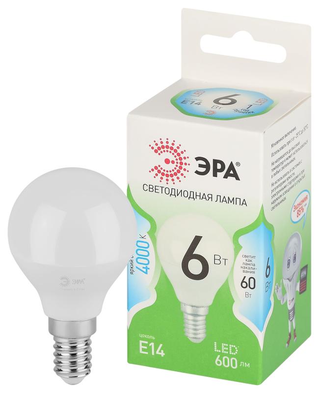 Лампа светодиодная  GREEN LINE LED P45-6W-840-E14 GL E14 6 Вт шар яркий белый свет | Б0067028 | ЭРА — миниатюра 1