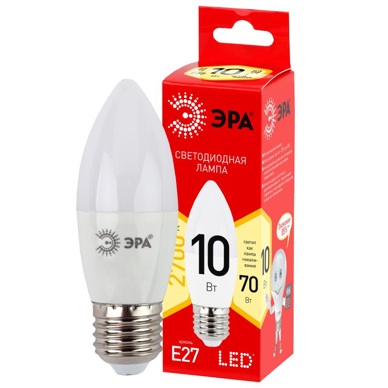 Лампа светодиодная RED LINE LED B35-10W-827-E27 R E27 / Е27 10 Вт свеча теплый белый свет | Б0052377 | ЭРА — миниатюра 1